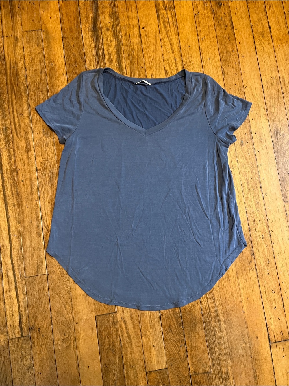 Cherish Slate Blue V-Neck Short Sleeve Tee